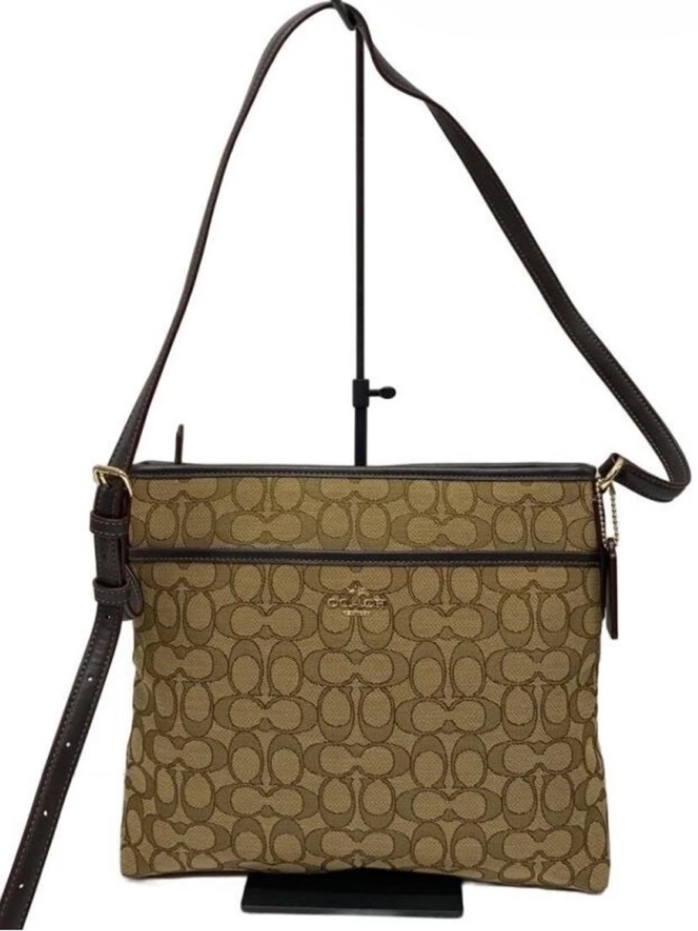 EUC Coach Signature File Crossbody bag in a class khaki/brown with monogram prin